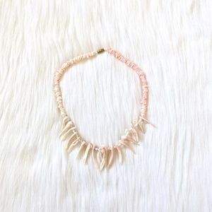Handmade beachy light coral pink seashell neckla…